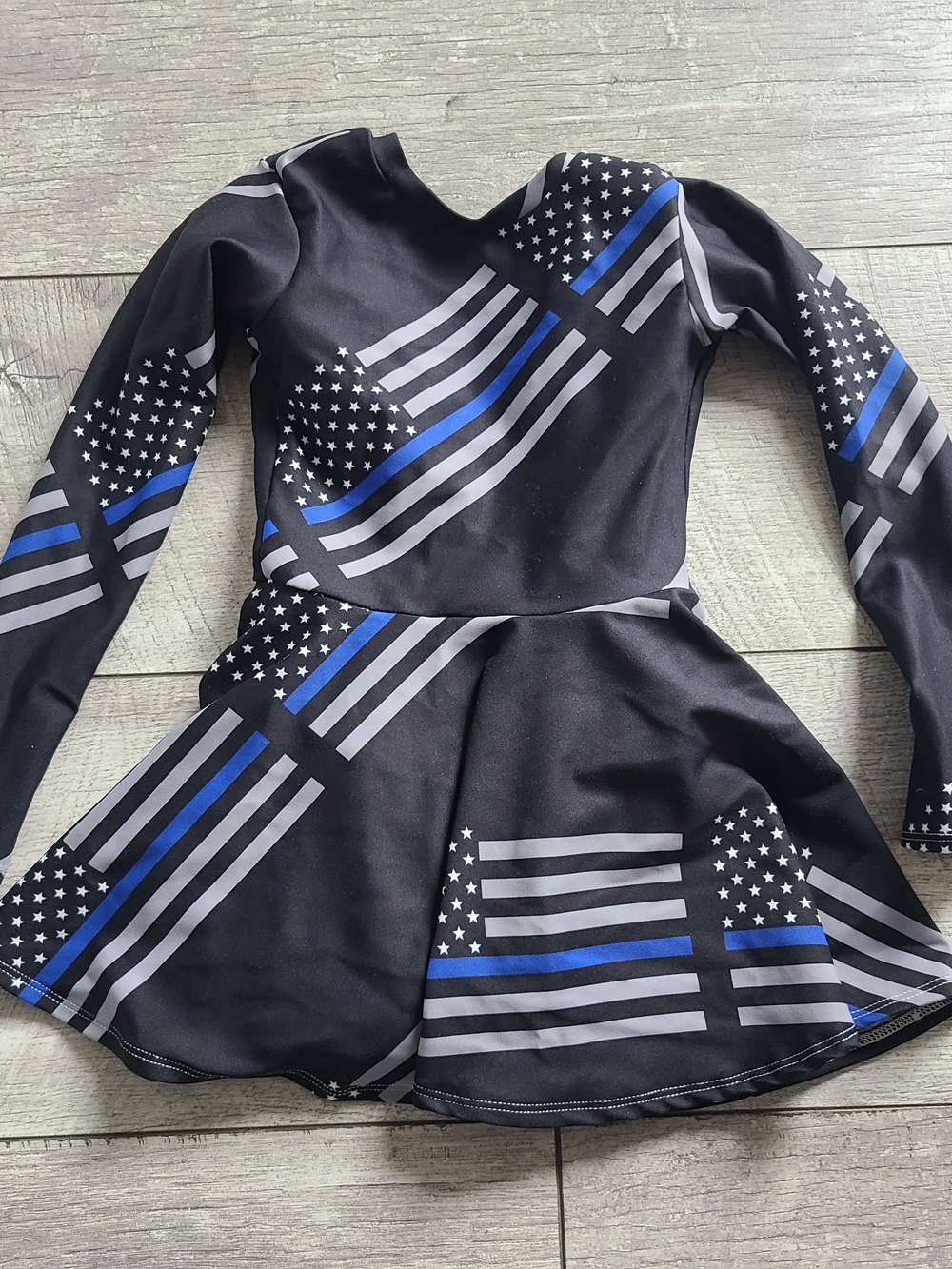 Kids Thin Blue Line Police Flag Dress - Black and Blue